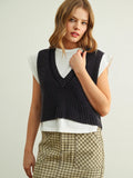 DOUBLE LAYERED SWEATER VEST NAVY