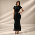BLACK SCALLOPED LACE FISHTAIL SKIRT