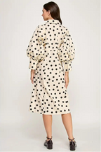 BIG PUFF LONG POPLIN DRESS (POLKA DOT)