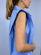 SLEEVELESS STRIPED BUTTON DOWN