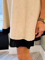 CONTRAST BLACK HEM MINI DRESS