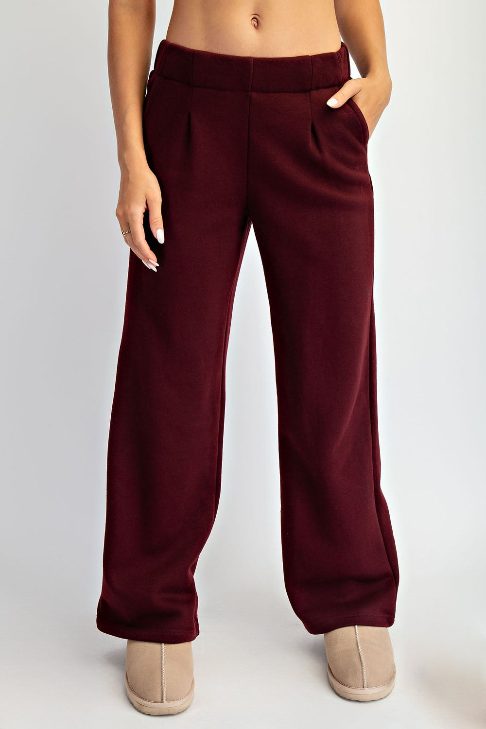DK CHERRY FLEECE PLEATED PANT