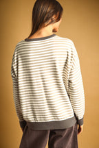 TAN STRIPED KNIT TOP