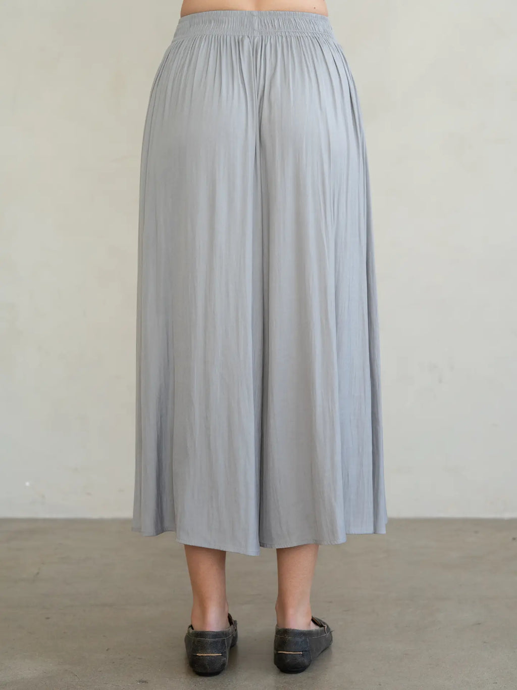 STEEL GREY PALAZZO FLOWLY PANT