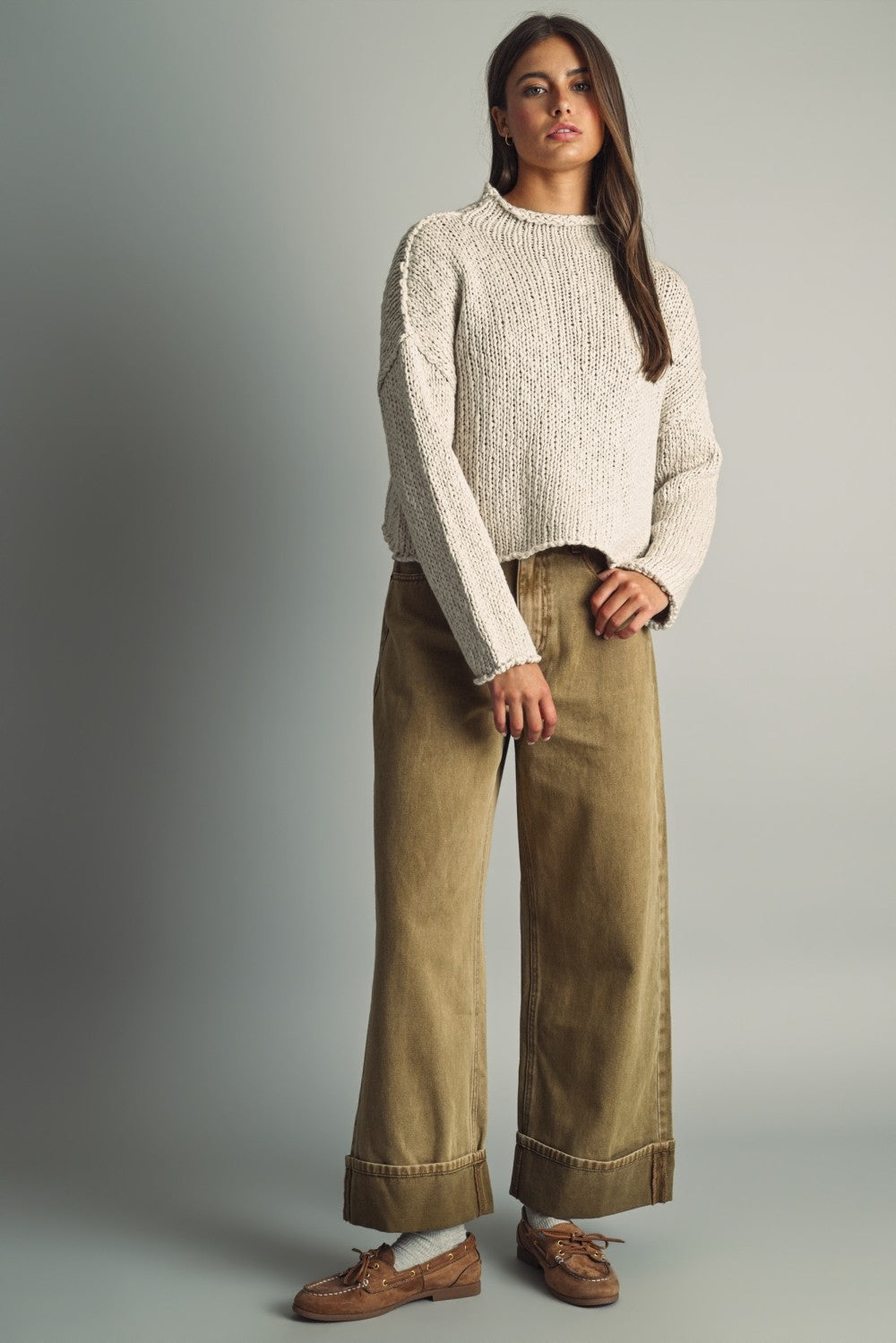WHITE TEA LS SWEATER TOP