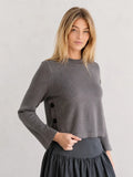 CHARCOAL SIDE BUTTON SWEATER
