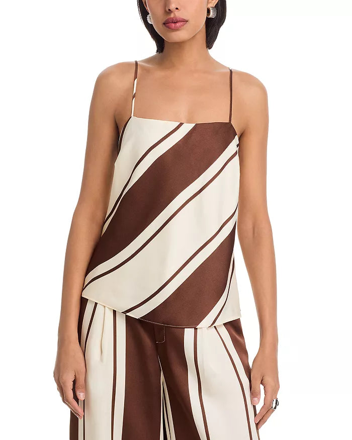 ALLIE STRIPE CREAM/BROWN TANK TOP