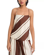 ALLIE STRIPE CREAM/BROWN TANK TOP