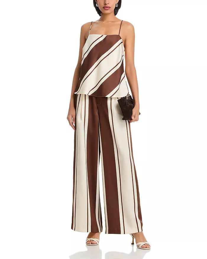 ALLIE STRIPE CREAM/BROWN TANK TOP