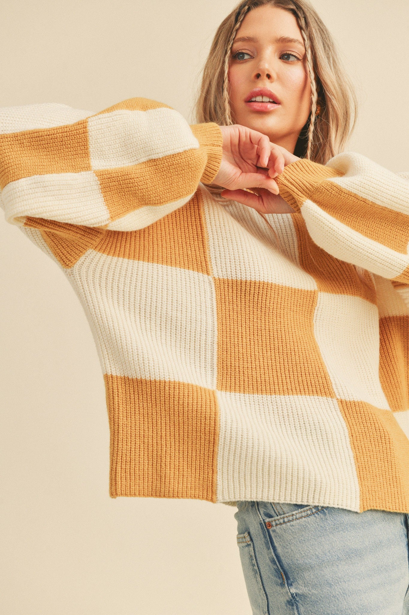 MUST BE YOURS CHECKERED SWEATER