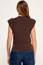 MOCK NECK POWER TOP COCOA