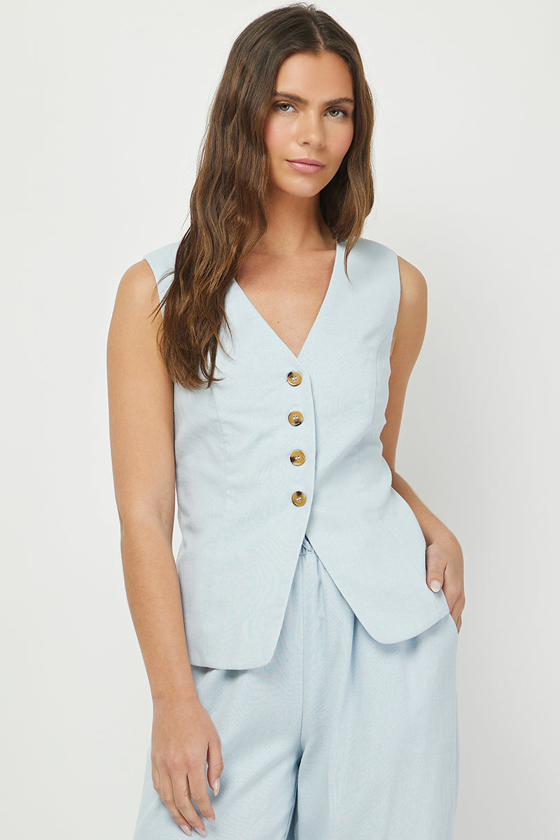 PATTY BLUE LINEN VEST