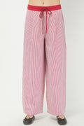 RED STRIPED COTTON PANTS