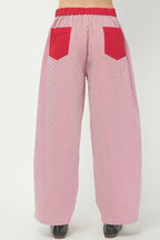 RED STRIPED COTTON PANTS