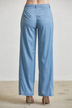 SIDE PLEAT DENIM PANTS
