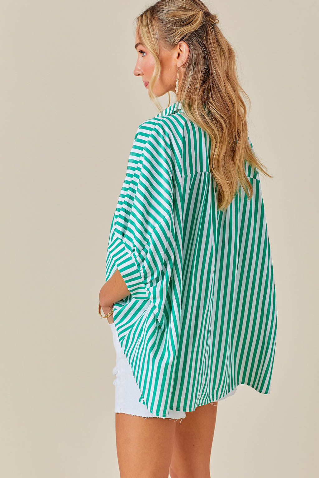 OVERSIZED BUTTON DOWN STRIPED SHIRT