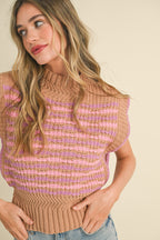CAMEL LAVENDER SLEEVELESS SWEATER TOP