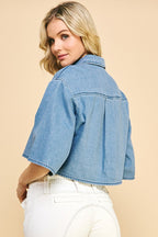 LIGHT DENIM CROPPED SHIRT