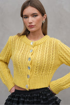 CHUNKY SHELL YELLOW KNIT CARDIGAN