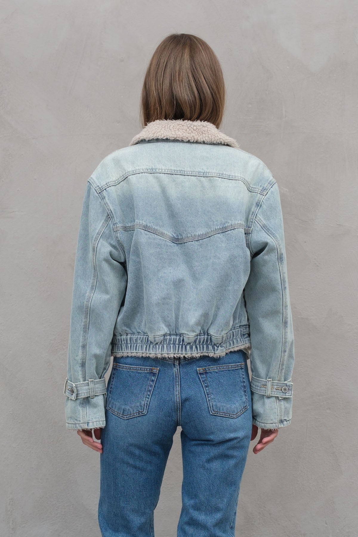 GIVE IT HERE SHERING DENIM JACKET
