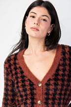 HOUNDSTOOTH CARDIGAN TOP SWEATER