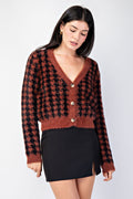 HOUNDSTOOTH CARDIGAN TOP SWEATER