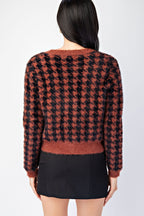HOUNDSTOOTH CARDIGAN TOP SWEATER