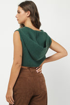 HUNTER GREEN CROPPED SLEEVELESS HOODIE