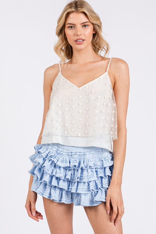 BABY BLUE KNIT RUFFLED SKORT
