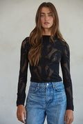 BLACK SEMI MOCK NECK FISHNET LAYERING TOP