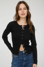 SNAP BUTTON DOWN LONG SLEEVE TOP