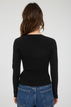 SNAP BUTTON DOWN LONG SLEEVE TOP