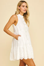 FLORAL CUTOUT BUTTON DOWN MINI DRESS