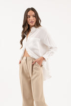 OVERSIZE WHITE BUTTON DOWN LS SHIRT