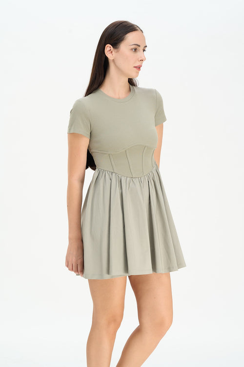 CORSET SAGE TEE MINI DRESS