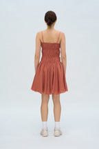 CIERRA RUST BUTTON MINI DRESS