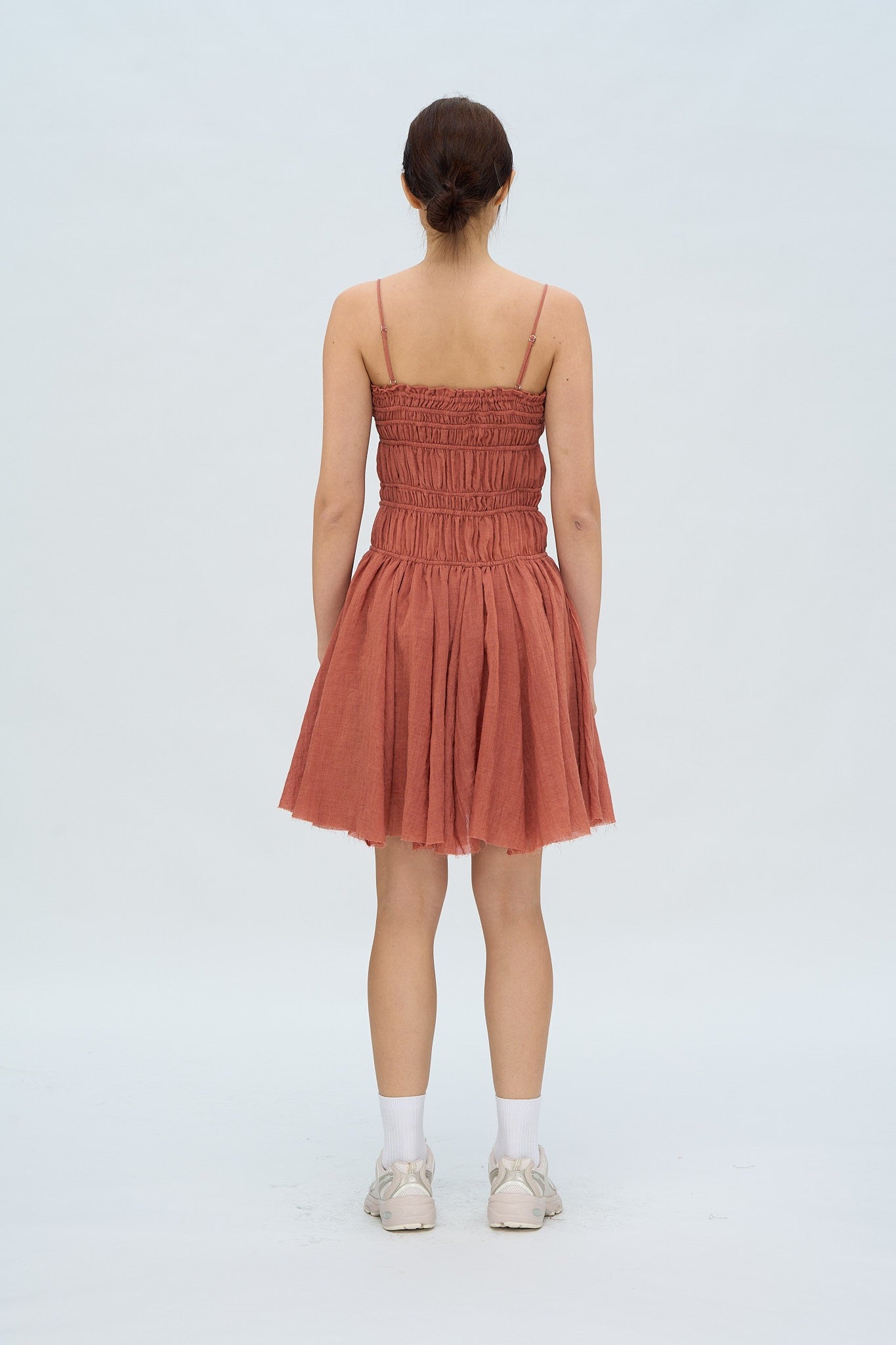CIERRA RUST BUTTON MINI DRESS