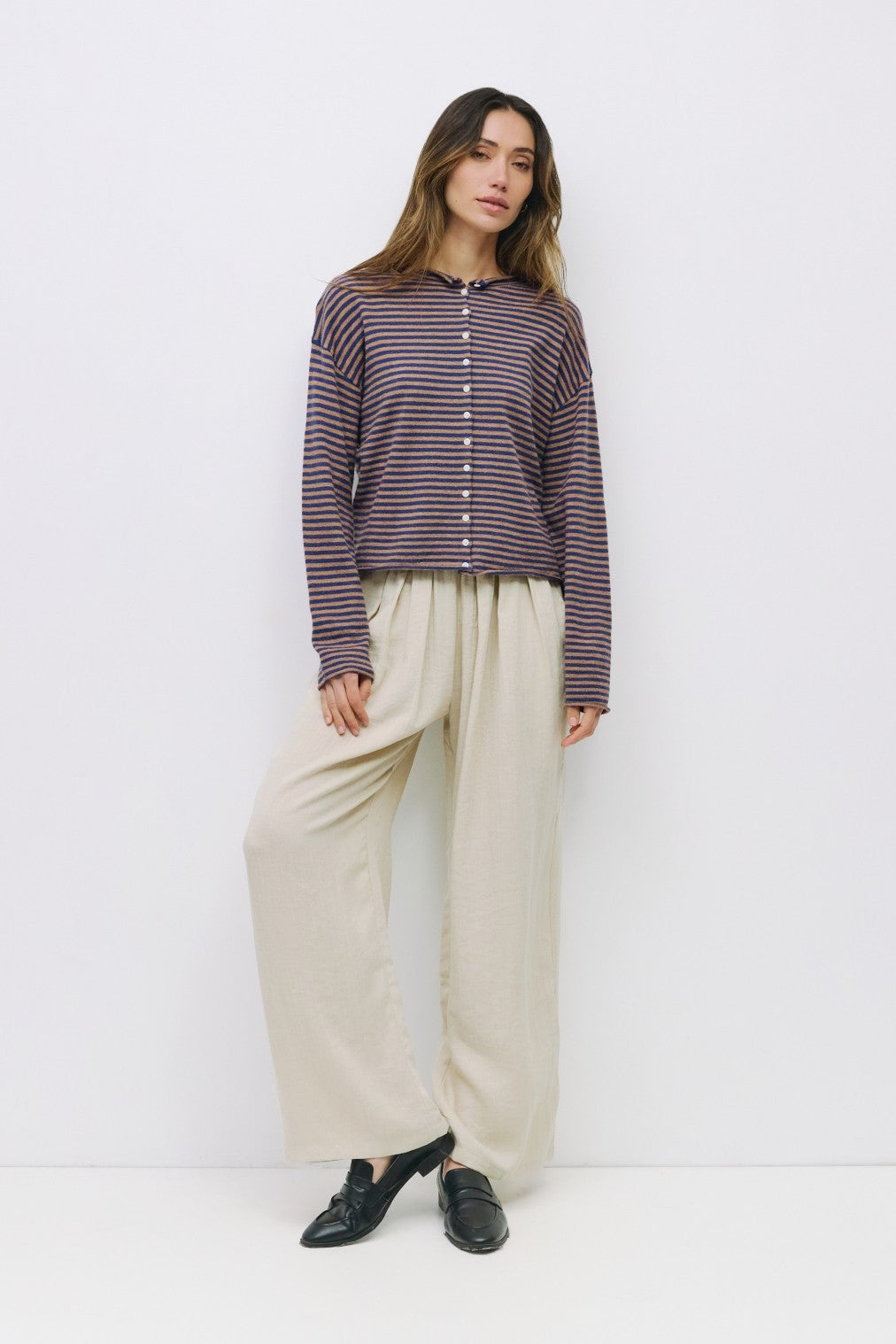 THE ELISA CARDIGAN (BROWN/NAVY)