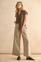 BROWN MIXED STRIPE PANTS