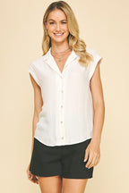 BREEZY WHITE BUTTON DOWN BLOUSE