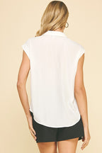 BREEZY WHITE BUTTON DOWN BLOUSE