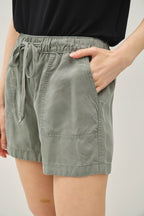 DUSTY OLIVE HIGH RISE PULL ON TENCEL SHORT
