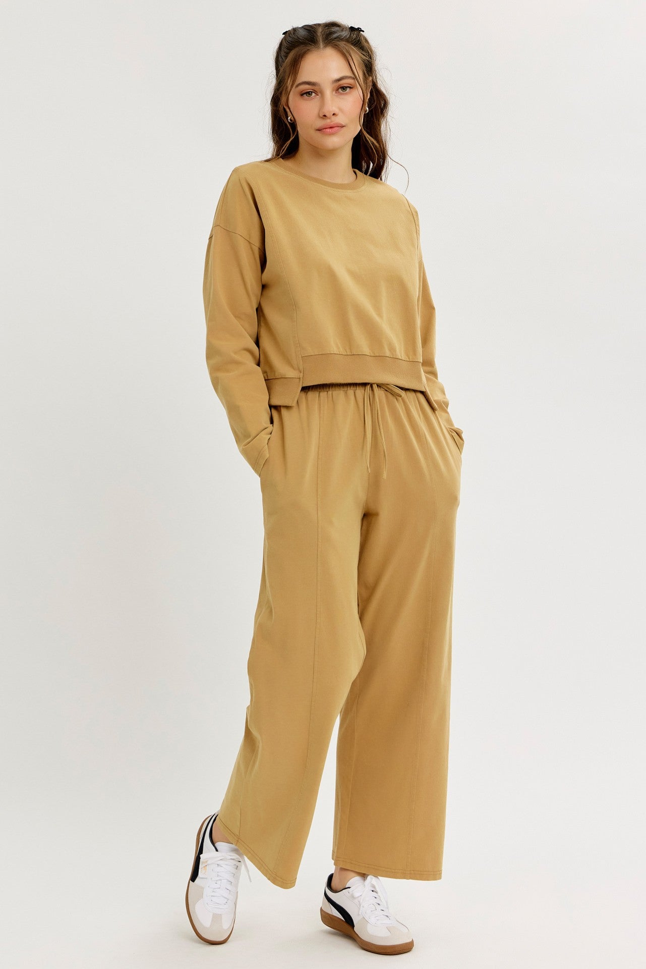 MINERAL WASH STONE BEIGE SWEAT SET