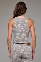 TAN CAMO SQUARE NECK VEST