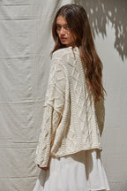 RORY CREAM CABLE KNIT CARDIGAN