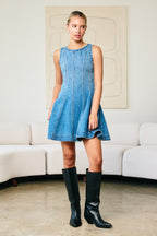 CONCERT READY DENIM MINI DRESS