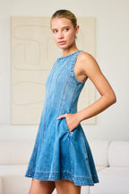 CONCERT READY DENIM MINI DRESS