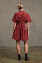 POCKETED PINTUCK SHIRT DRESS