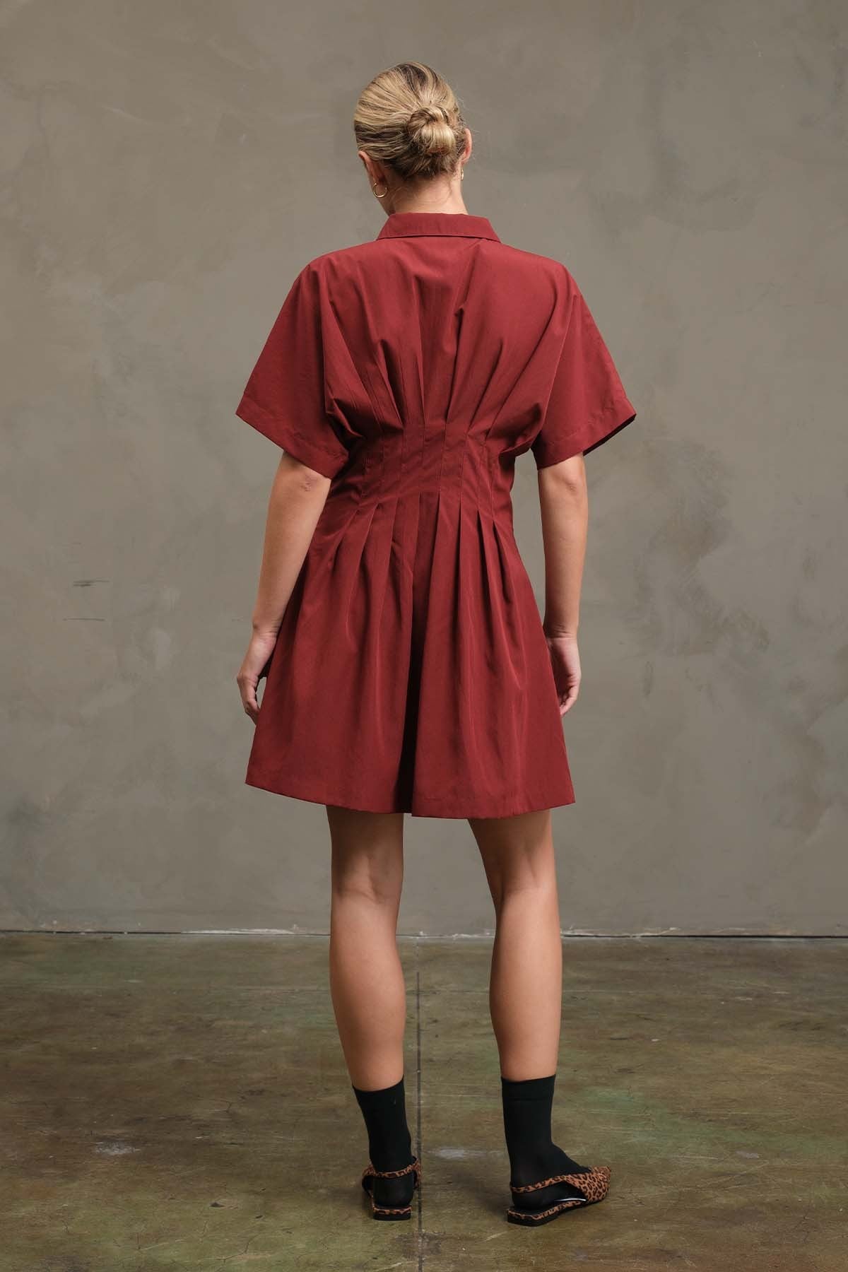 POCKETED PINTUCK SHIRT DRESS