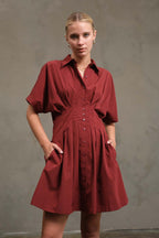 POCKETED PINTUCK SHIRT DRESS